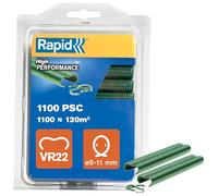 Rapid VR22 Grapas Galvanizadas para Cercas y Vallas reforzadas con PET Verde, Aptas para Vallados de 5-11mm, Ideal para Jaulas y Cercados, 1100 Unidades, Blíster (40108807)