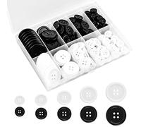 Rapidbok 160 piezas Botones, Botones Redondos de Resina para Coser, Botones para Kit de Costura, Botones Blancos Y Negros con Caja de Almacenamiento (10,13,15,50,25 mm)