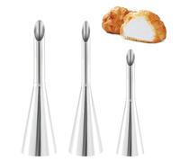 Rapidbok 3 Piezas Boquillas para Manga Pastelera, Boquilla de Churros Rellenos, Inyector de Crema, Set de Boquillas Reposteria, Inyector Pastelería para Rellenar donas, Cupcakes, Puff - Plata