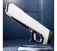 Rapidjet Pro - Electric Pulse Water Gun, RapidJet Pro Ully Automatic Large Capacity Electric Water Gun, 7 Kinds of LED Lighting Effects, 1000ml Tank, 10 Meters Long Range (White)