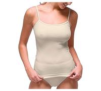 RAPIFE - 2205 Camiseta Mujer Tirante Fino Algodón Lycra Sin Costuras. Color: Natural Talla: XL