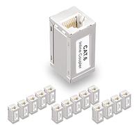 Rapink Adaptador en línea blindado RJ45, paquete de 15, extensor de cable Ethernet, acoplador Ethernet hembra a hembra para cable Cat7/Cat6/Cat5e
