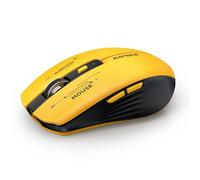 RAPIQUE Ratón inalámbrico Bluetooth (BT1/BT2+receptor USB) Compatibilidad de tres dispositivos para PC, portátil, computadora, MacBook, tableta (negro y amarillo)