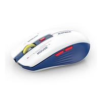 RAPIQUE Ratón inalámbrico Bluetooth (BT1/BT2+USB) trimodo de alto rendimiento, recargable, multidispositivo compatible con PC/portátil/ordenador/MacBook/iPad Air Pro (azul y blanco)