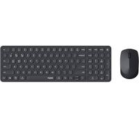 Rapoo 9310M - Juego de ratón inalámbrico con teclado y sensor de 2400 ppp, hasta 12 meses de duración de la batería, diseño de aluminio plano, diseño DE-Layout QWERTZ PC y Mac, color negro