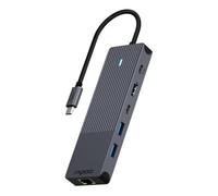 Rapoo | Adaptador multipuerto 6 en 1 de LAN Gigabit, Gris Oscuro