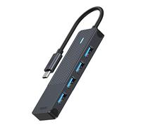 Rapoo - Adaptador multipuerto 4 en 1 de USB-A a USB-C, Compacto y portátil con Plug and Play fácil de Usar, UCH-4001, en Gris Oscuro