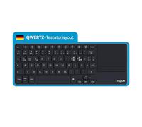 Rapoo Teclado inalámbrico E2810M Bluetooth y USB 2.4G inalámbrico, panel táctil, multidispositivo hasta 4 dispositivos, carcasa compacta de aluminio, funciona con pilas, diseño QWERTZ alemán, gris