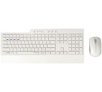 RAPOO, Teclado y ratón inalámbrico con QWERTY portugués (Combo Teclado y ratón con tecnología multimodo Bluetooth y 2.4GHZ, ratón óptico con 1.600 dpi) Blanco, 00192495