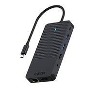 Rapoo - Adaptador multipuerto 12 en 1 de LAN Gigabit, HDMI, Tarjeta SD y Micro-SD, y USB-A a USB-C, con Modo Multi-Stream, UCM-2006, en Gris Oscuro