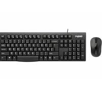 Rapoo X1800S Teclado Ratón Inalámbrico Kit Wireless Deskset 1000 DPI Sensor 12 Meses Autonomía de la Batería Ergonómica para Zurdos y Diestros Diseño BE-Layout AZERTY PC & Mac - Negro