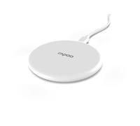Rapoo XC105 - Cargador inalámbrico por inducción para Smartphone iOS y Android (iPhone, AirPod, Samsung) Plano, Carga Qi, Carga rápida, protección contra sobrecarga, Color Blanco
