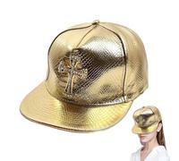 Rapper Baseball Hat - Gold 80s Streetwear Accessory | Flat Brim Hip-Hop Cap with Adjustable Fit for Men and Women, Ideal para Daily Wear Sports Concierts Parties Outdoor Events and Travel Fashion