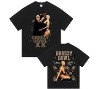 Rapper Chris Brown Breezy Bowl XX Tour 2025 Camiseta Estampada para Hombre Y Mujer Algodón Moda Manga Corta Hip-Hop Ropa Urbana Unisex Retro Camiseta-Black||x_l