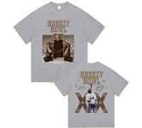 Rapper Chris Brown Breezy Bowl XX Tour 2025 Camiseta Estampada para Hombre Y Mujer Algodón Moda Manga Corta Hip-Hop Ropa Urbana Unisex Camiseta-Grey||x_l