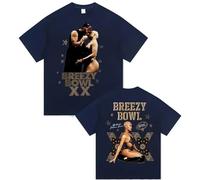 Rapper Chris Brown Breezy Bowl XX Tour 2025 Camiseta Estampada para Hombre Y Mujer Algodón Moda Manga Corta Hip-Hop Ropa Urbana Unisex Retro Camiseta-Navy||s