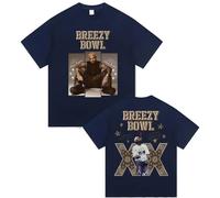 Rapper Chris Brown Breezy Bowl XX Tour 2025 Camiseta Estampada para Hombre Y Mujer Algodón Moda Manga Corta Hip-Hop Ropa Urbana Unisex Camiseta-Navy||x_s