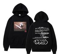 Rapper MF Doom Casual Neutro Sudadera con Capucha Hombre Mujer Manga Larga Sudadera Hip Hop Moda Jersey Tops Ropa De Calle-Black||XXS
