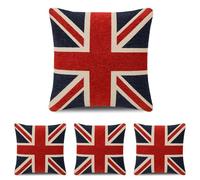 Rapport Home - Cojín de Chenilla Gruesa y Pesada, diseño de Bandera del Reino Unido, 45 x 45 cm, Multicolor (Paquete de 4)
