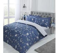 Rapport Home Country Toile - Juego de Funda de edredón Reversible para Cama de Matrimonio, diseño Floral Azul Marino