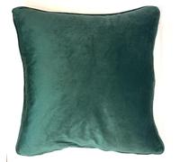 Rapport home Funda de cojín Reversible de Terciopelo Ribeteado, 43 x 43 cm, Color Azul Marino y Esmeralda