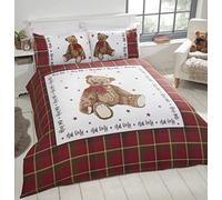 Rapport Home Hug Me - Juego de Funda de edredón Reversible para Cama Individual, diseño de Oso de Peluche, Color Rojo