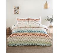 Rapport Home Juego de Ropa de Cama de 4 Piezas Estampado cheurón - Funda nórdica Reversible tamaño King, sábana Bajera Ajustable de Microfibra Suave con Fundas de Almohada a Juego - Juego de Cama