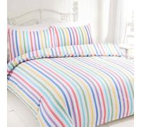 Rapport Home Juego de Ropa de Cama Doble de algodón Cepillado a Rayas Multicolor