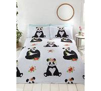Pandas Funda Edredón Individual y Almohada Juego Dormitorio Infantil Polialgodón