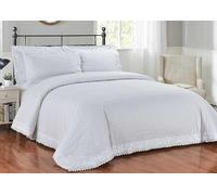 Rapport Home Richmond - Juego de Funda de edredón Bordada con Ribete de Encaje Bordado Blanco para Cama Doble