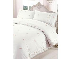 Rapport Home Sophie - Juego de Funda de edredón Individual con Volantes, polialgodón, 1 Funda de Almohada, Lavable a máquina, Color Crema