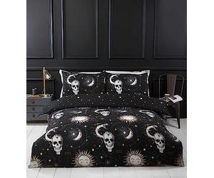 Rapport Home Tarot - Juego de Funda nórdica de Microfibra para Cama Individual, diseño de Calaveras y Estrellas, Color Negro