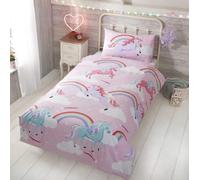 Rapport Little Unicorn - Juego de Funda de edredón para Cama Individual, poliéster, Rosa, 135 x 200 cm y 1 Funda de Almohada de 50 x 75 cm