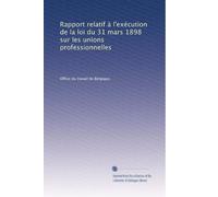 Rapport relatif à l'exécution de la loi du 31 mars 1898 sur les unions professionnelles: Volume 3