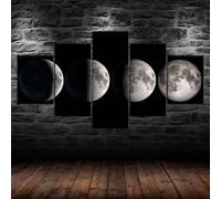 RAPSANI Cuadro sobre Impresión Lienzo 5 Piezas Fases de la luna HD Abstracta Imágenes Modulares Sala De Estar cuadro decorativo abstracto salon dormitorio Decoración para El Hogar 200X100Cm