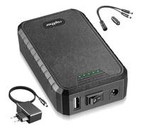 Rapthor Batería de iones de litio recargable portátil de 12 V 3250 mAh con pequeña salida de CC, incluye cargador y cable DC5521