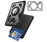 Raptic Funda táctica para Apple AirTags, Cartera Multifuncional de 4 Tarjetas con Soporte AirTag, Multiherramienta 8 en 1, Acero Inoxidable y Cuero Real