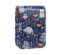 Raptor Forest - Estuche portátil para pintalabios para viajes, mini caja de almacenamiento de lápiz labial con espejo para mujeres y mujeres, bolsa de cosméticos de cuero, Varios colores, 9.5x2x7 cm/3.7x0.8x2.7 in