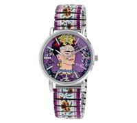 Raptor Reloj de pulsera para mujer Frida Kahlo Edition con cordón de alta calidad, acero inoxidable, regalo para mujer, novia o madre con caja de reloj, Multicolor Lila, Contemporáneo
