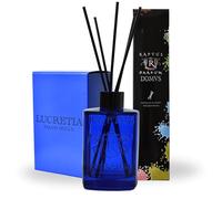 RAPTUS Lucretia - Difusor de perfume de ambiente de 300 ml con varillas de madera natural, fragancia de talco dulce y limpio, botella de cristal azul, elegante difusor perfumado para casa, baño y