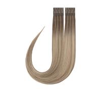 Rapunzel of Sweden Premium Tape Extensions Straight / Classic Tape 4 cm / 8 pieces Brown Ash Blonde Balayage B5.1/7.3 40 cm Extensiones de cabello 18 g