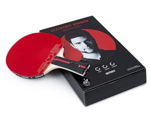 Raqueta Butterfly Ovtcharov Striker - Ideal para Jugadores ambiciosos, Gomas LAGNUS ITTF (2,0 mm), Madera Ofensiva de 5 Capas con empuñadura cóncava, para un Juego orientado al spin.