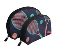 Raqueta Colorida y Pelota de Tenis, Bolsa de Maquillaje de Concha, Monedero pequeño para Mujer, Bolsa de artículos de tocador, Bolsa de cosméticos, 2 Piezas