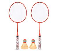 Raqueta de bádminton para niños, Juego de Raqueta de bádminton Deportivo con 2 Pelotas, Raqueta de Tenis para niños pequeños para Juegos de Deportes al Aire, Juguete Fluorescente (Naranja