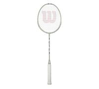 Raqueta de Bádminton Wilson Impact, Marco de Composite Fusionado, Mango de Grafito, Aro de Aluminio, Pre-Encordada, Color: Gris, Blanco, Talla: 4