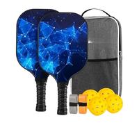 Raqueta de pickleball, juego de palas de juego de pelotas, pala ergonómica profesional ligera de fibra de vidrio, accesorios deportivos para niños, niñas, hombres, mujeres, ejercicio en interiores y