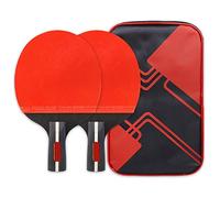 Raqueta de Ping-Pong, Raqueta de Entrenamiento Ofensiva for Principiantes, Goma esponjosa Alta Elasticidad, con Bolsa Transporte / 3 Estrellas(A)