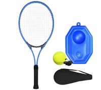 Raqueta de tenis de 27 pulgadas con pelota y base, kit de entrenamiento de práctica individual de aleación de aluminio para principiantes con funda de transporte