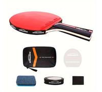 Raqueta de Tenis de Mesa Sinbonlant Premium de con Agarre , Mango Corto/Largo, Hoja de Fibra de Carbono y Goma Adhesiva - Estuche Duradero para la Práctica de Ping Pong