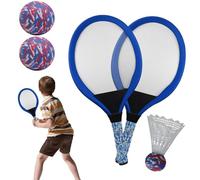 Raqueta De Tenis - Juego De Raquetas Ďe Tenis Y Bádminton Para Niños 2 En 1, Juguete Deportivo Ligero Đe Malla Y EVA Para Deportes Al Aire Libre | Par D́e Sacos Portátiles Con Volantes Ý Pelota D̄e Te
